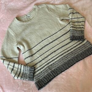 J. Jill Cream and Black Crew Neck Sweater